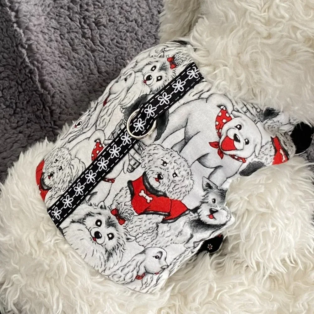 NEW- SMALL FLANNEL DOG HARNESS - handmade